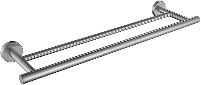 JQK Double Bath Towel Bar, 20.5 Inch 304 Stainless Steel Thicken 0.8mm Towel Rack Bathroom, Towel Holder Brushed Finished Wall Mount, Useable Length 18 Inch, TB100L18-BN