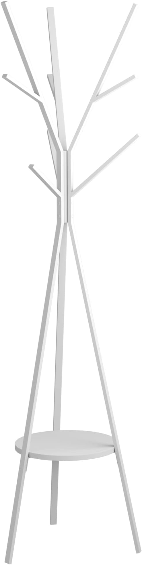 HOME BI Coat Rack Hat Stand Free Standing Display Hall Tree Metal Hat Hanger Garment Storage Holder with 9 Hooks for Clothes Hats and Scarves in White,17.72" Wx17.72 Dx70.87 H