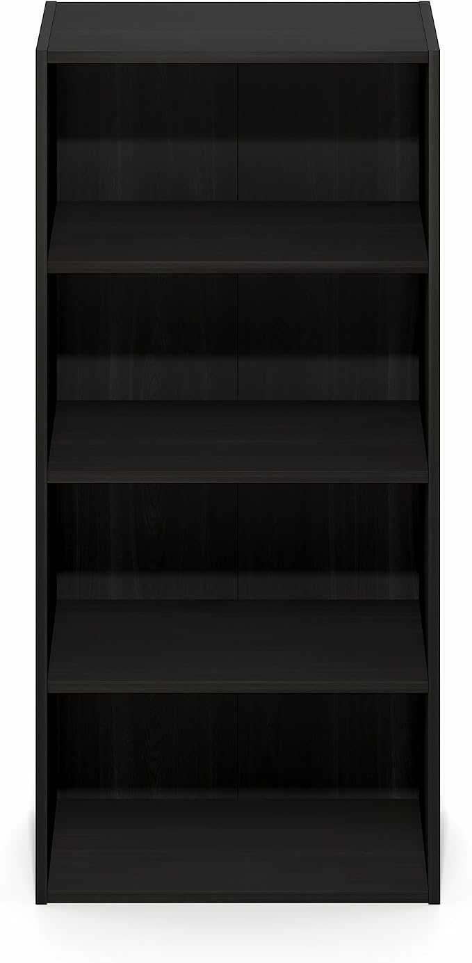 Furinno Basic Book Shelf, 4-Tier Bookcase with Open Shelf, Bookshelf, Cube Storage Organizer, 11 x 17 x 35, for Living Room, Bedroom, Home Office, Espresso