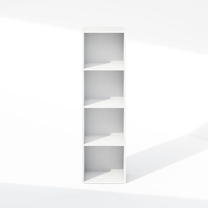 Furinno Reed Closet Organizers and Storage, 4-Tier Closet Organizer, Open Shelf Closet Storage, for Wardrobe, Bedroom, Living Room, White