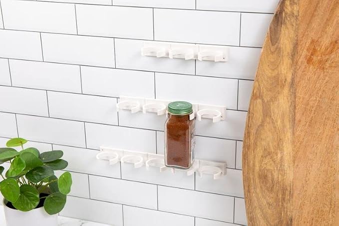 Crazy Chef Spice Clips 30 ct Spice Clips Gripper Organizer Holds 30 Spice Jars - Pantry and Inside Cabinet Organization 3M Adhesive Spice Rack