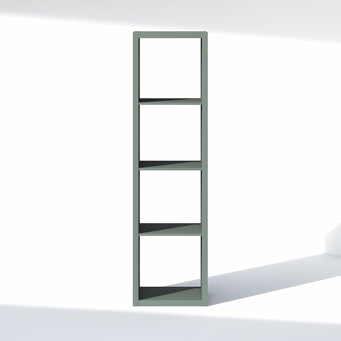 Furinno Cubic Extra Thick 4-Cube Closet Organizers and Storage, Sage Green | 14.6 x 16 x 58 in, Vertical Open Shelf Closet Storage, Closet Organizer, for Wardrobe, Bedroom, Living Room