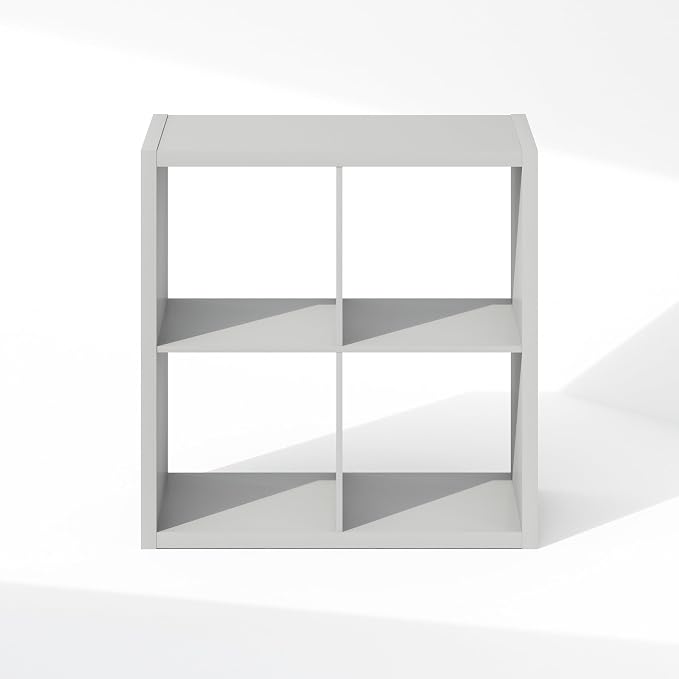 Furinno Cubic Extra Thick 4-Cube Closet Organizers and Storage, Light Grey | 14.6 x 30 x 30 in, Open Shelf Closet Storage, Closet Organizer, for Wardrobe, Bedroom, Living Room