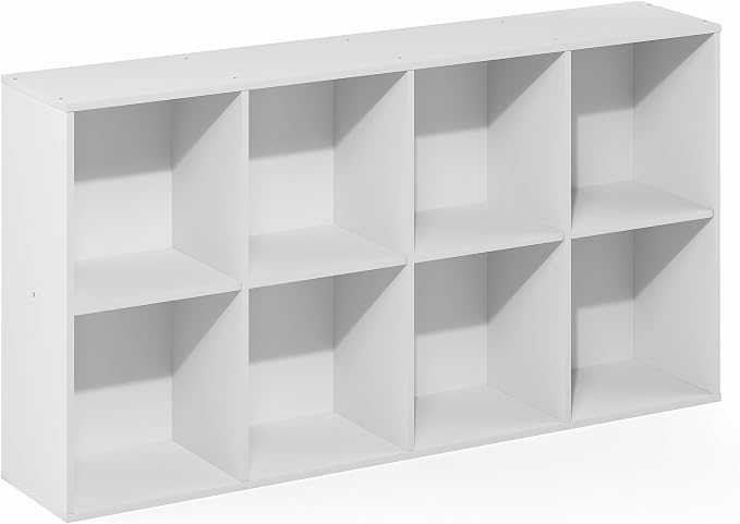 Furinno Reed 8-Cube Closet Organizers and Storage, White | Closet Storage, Closet Organizer for Bedroom, Study Room, Hallway
