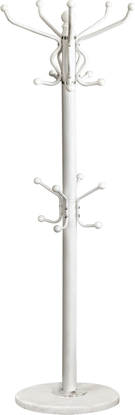 Kertnic Freestanding Coat Rack with 18 Hooks & Marble Base - Heavy Duty Metal Hall Tree Stand for Entryway, Hats, Coats, Bags Rack - Modern Hanger Organizer for Home, Office, Dorm (18 hooks -White)