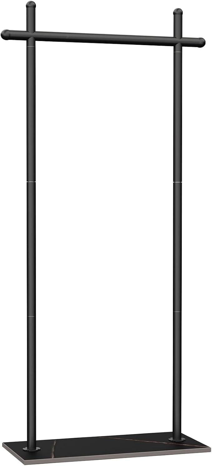 Coat Racks Freestanding with Natural Rock Base,68.9in,Black,Large | Garment Racks with Anti Slip Knots for Outerwear,Clothes Stands with Strong Load-Bearing,Metal Clothing Trees for Hats