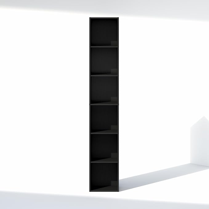 Furinno Cubicle 6-Tier Closet Organizers and Storage, Closet Organizer, Open Shelf Closet Storage, 21.1" W, for Wardrobe, Bedroom, Living Room, Blackwood
