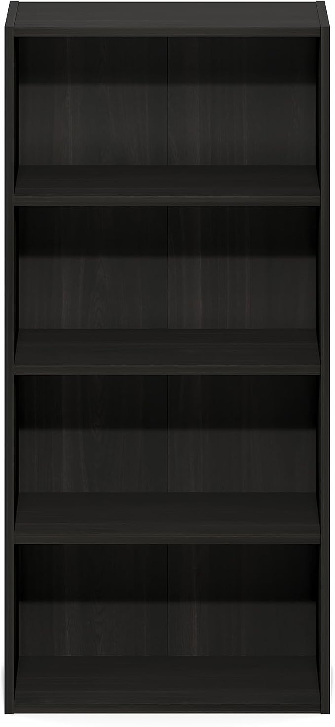 Furinno Basic Book Shelf, 4-Tier Bookcase with Open Shelf, Bookshelf, Cube Storage Organizer, 7 x 17 x 35, for Living Room, Bedroom, Home Office, Espresso