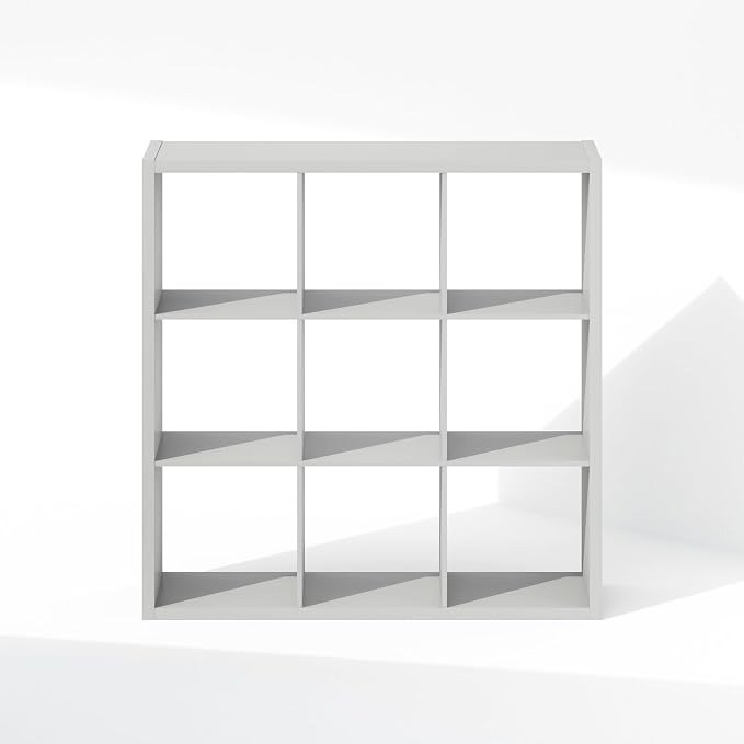 Furinno Cubic Extra Thick 9-Cube Closet Organizers and Storage, Light Grey | 14.6 x 44 x 44 in, Open Shelf Closet Storage, Closet Organizer, for Wardrobe, Bedroom, Living Room
