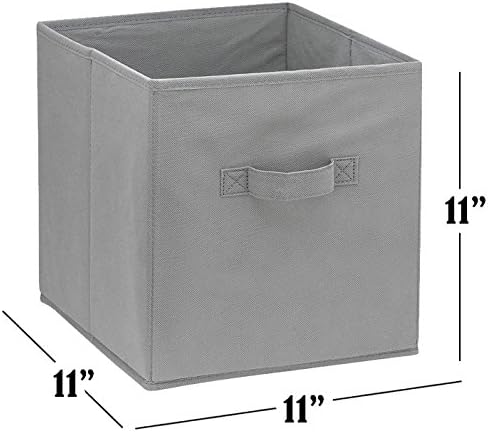 Handy Laundry Foldable Cube Storage Bins - 6 Pack - Decorative Fabric Storage Cubes are Collapsible & Great Organizer for Shelf, Closet or Underbed. Convenient for Clothes or Kids Toy Storage (Grey)