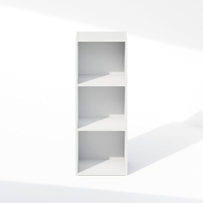 Furinno Reed Closet Organizers and Storage, 3-Tier Closet Organizer, Open Shelf Closet Storage, for Wardrobe, Bedroom, Living Room, White