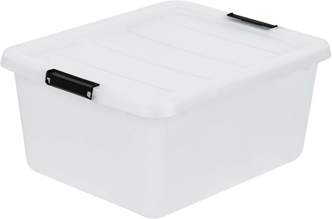 IRIS USA 18 Quart Clear Storage Organizer with Removable Dividers | Removable dividers organize tools, pantry goods, and household supplies. Stackable design saves space