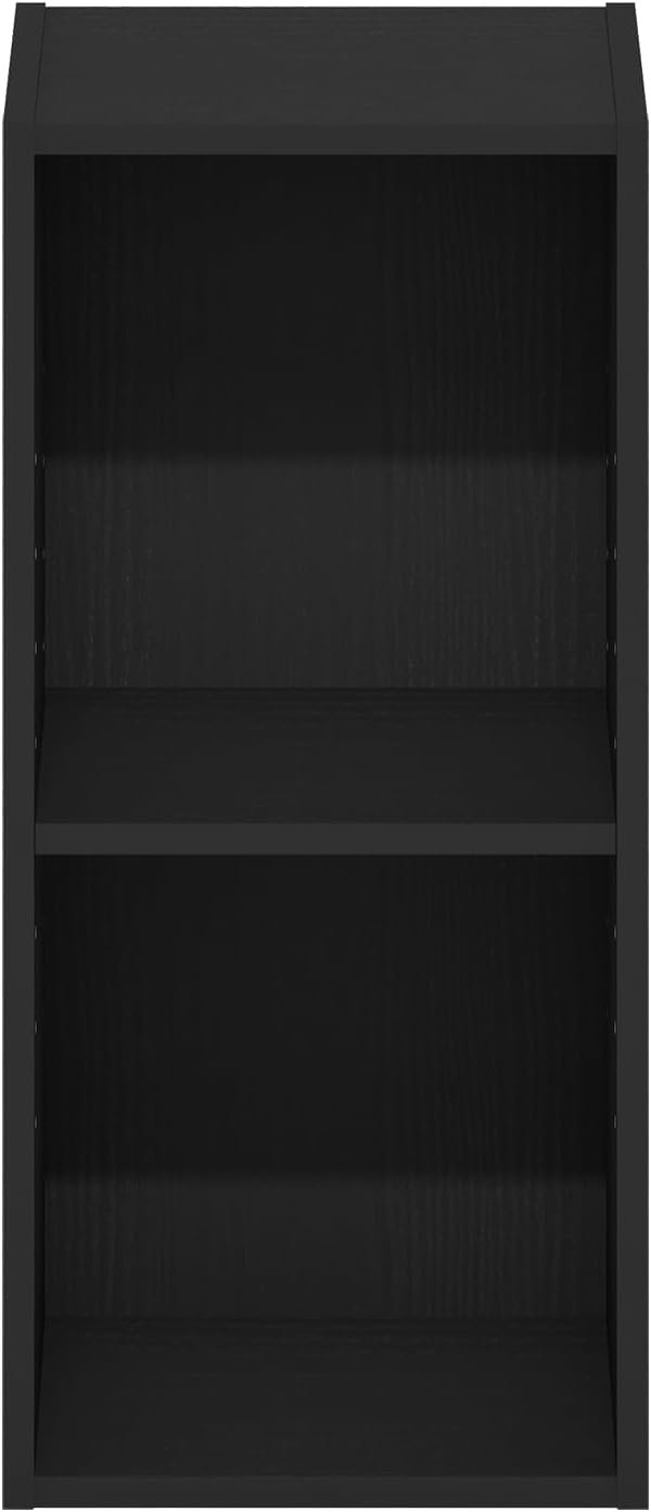 Furinno Fulda Book Shelf, 2-Tier Narrow Bookshelf, Bookcase with 10-in Width Storage Shelf, 9.3 x 9.8 x 21.2, for Living Room, Bedroom, Home Office, Blackwood