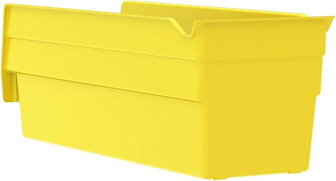 Akro-Mils 30120 Heavy Duty Plastic Shelf Bins, 12"x 4"x 4", Yellow, 24-Pack | Heavy Duty Nesting Storage Bins for Garage, Closet, Refrigerator, Kitchen, Cabinet, Drawer Organization, Pantry Organization