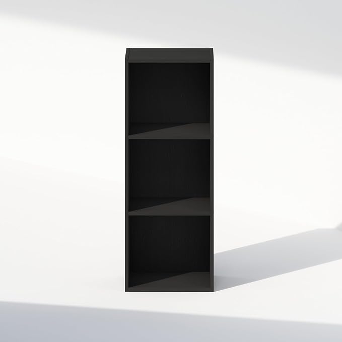 Furinno Reed Closet Organizers and Storage, 3-Tier Closet Organizer, Open Shelf Closet Storage, for Wardrobe, Bedroom, Living Room, Blackwood