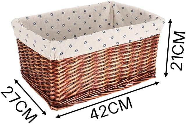 Wicker with lining storage basket, suitable for shelves, kitchen, bathroom. (Medium)