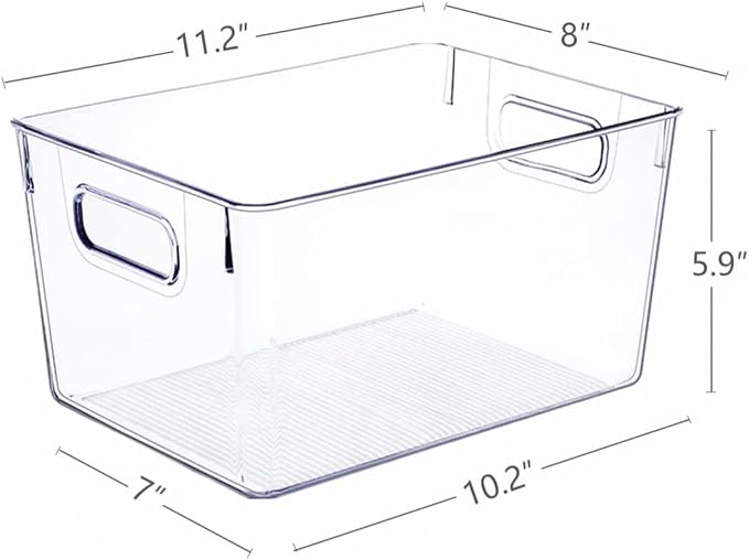 SKTEET Set of 8 Large Clear Plastic Storage Bins (8L), Storage Containers for Pantry Organization and Kitchen Storage Bins,Home Edit and Cabinet Organizers