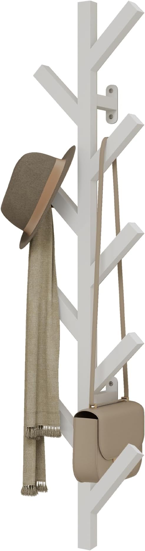 Vlush Wall Mounted Metal Coat Rack with 9 Hooks Modern Minimalist Coat Racks, Upright hat rack for wall for Hanging Clothes, Hats, Hanging Bags and Scarves Entrance Wall Iron Coat Rack (White)