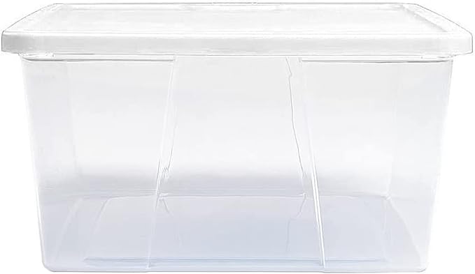 HOMZ 4-Pack Snaplock, Small Clear Plastic Storage Bins with Lids, 12 Quart, White
