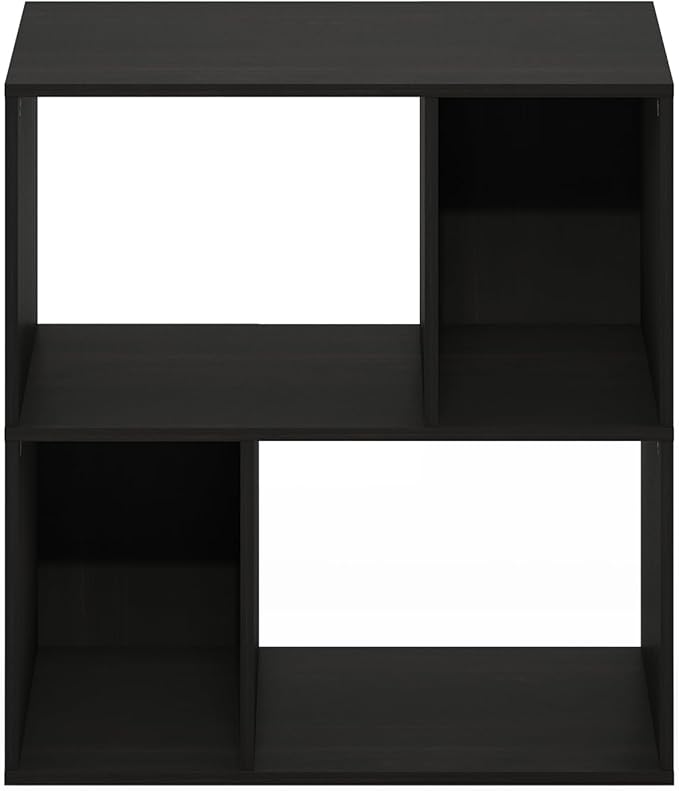 Furinno DALY Book Shelf, 4-Cube Bookshelf, Cube Storage Organizer Bookcase with Irregular Compartments, 11.7 x 23.6 x 24.7, for Living Room, Bedroom, Home Office, Espresso