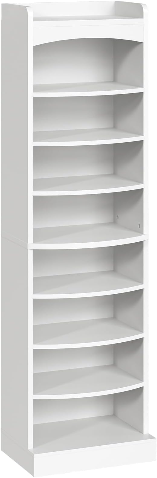 9-Tier Tall Shoe Rack, Wooden Shoe Storage Organizer, Narrow Shoe Cabinet with Removable Shelves for Small Spaces, Holds 18 Pairs of Shoes, for Entrance, Hallway, White SS22WT