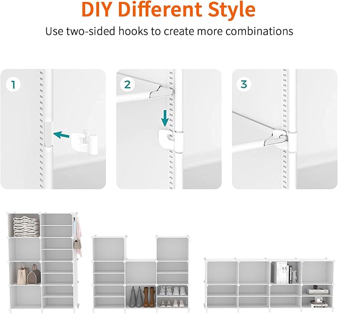 AWTATOS 6 Cube Closet Organizer Storage Shelves, White | Portable Closet Clothes Organizers Storage Shelf DIY Stackable Cubby Shelving for Closet Bedroom Living Room Office