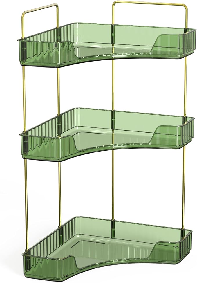 Webetop Corner Bathroom Organizer 3 Tier Makeup Countertop Shelf for Vanity | Compact Corner Design, Daily Item Storage, Easy Reach Access, Modern Appearance, Versatile Home Organization