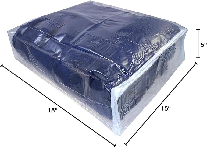 Clear Vinyl Zippered Blanket Storage Bags 15x18x5 Inch set of 5
