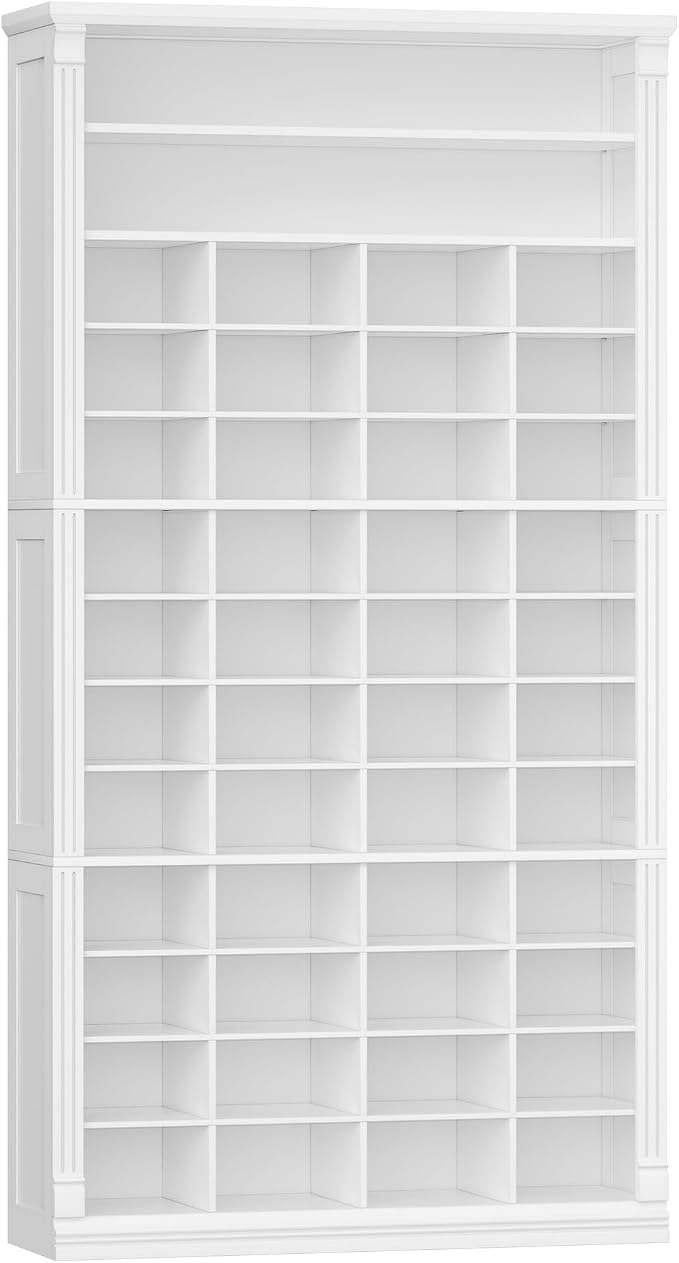 Hzuaneri 13 Tiers Shoe Storage Cabinet, Tall Shoe Cabinet with Cubby | Wooden Shoes Organizer for Closet, 52 Pairs, Shoes Cubby Organizer for Entryway, Hallway, Bedroom, White SR41003X