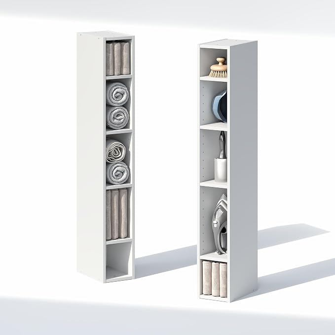 Furinno Fulda 10-Tier Closet Organizers and Storage, Open Shelf, Storage Organizer, 6-Inch Width, for Closet, Bedroom, White