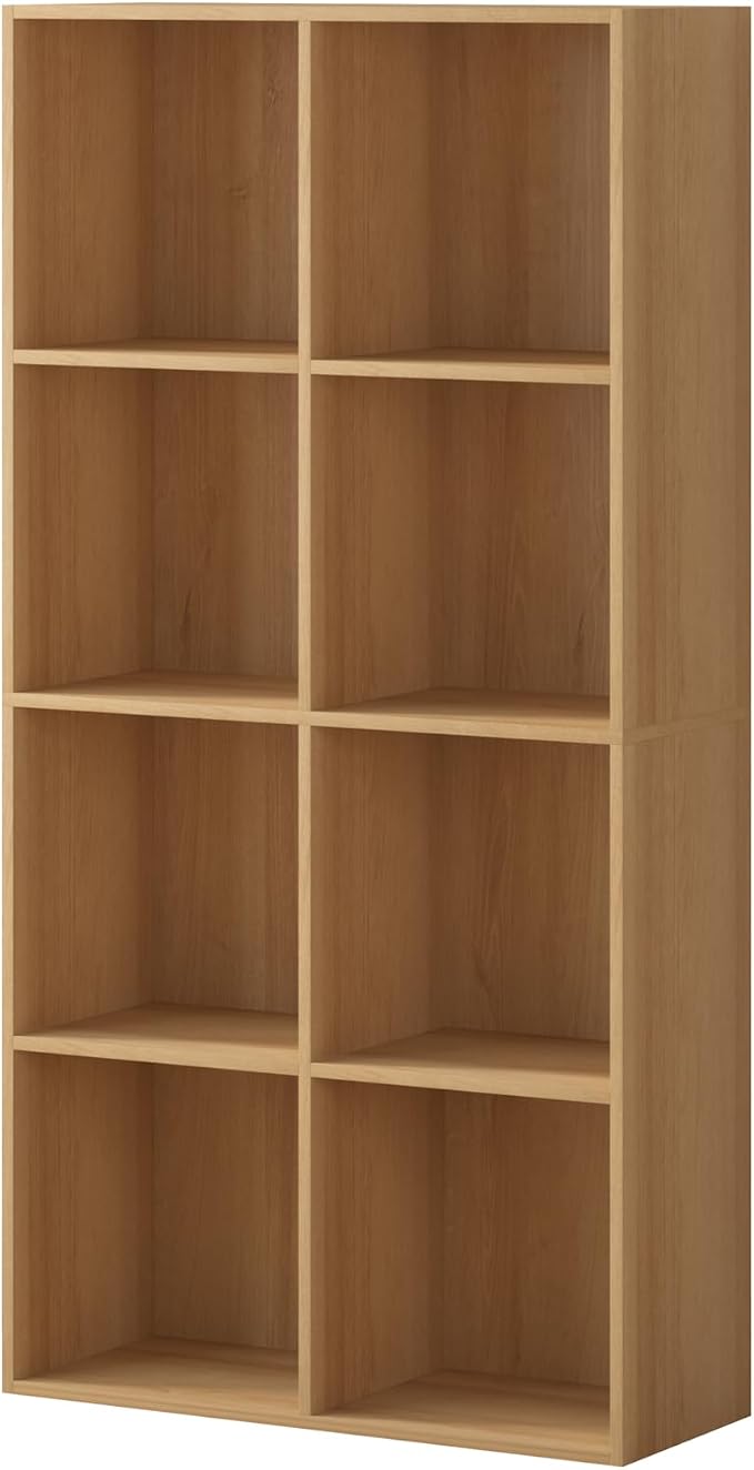8 Cube Storage Organizer, Wooden Cube Shelves with Closed Back Panel, Reversible Bookcase, Cubes Closet Organizer for Home, Living Room, Kids Room, Office, Bedroom, Study, Hallway