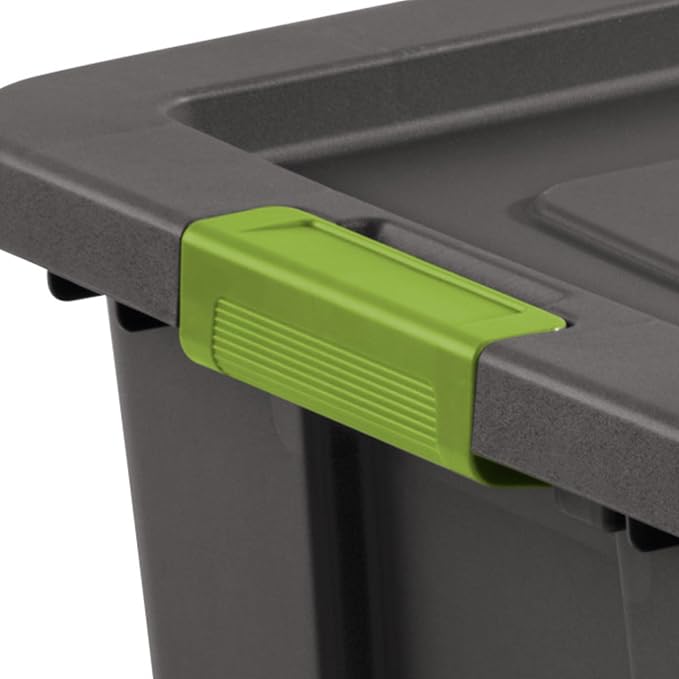 Sterilite Latching Tuff1 Tote Containers w/Lids, 30 Gallon, 12-Pack | Flat Gray, Large Plastic Storage Bins - Heavy-Duty Stackable Organizer Boxes for Home, Office, Basement, Closet, & Garage