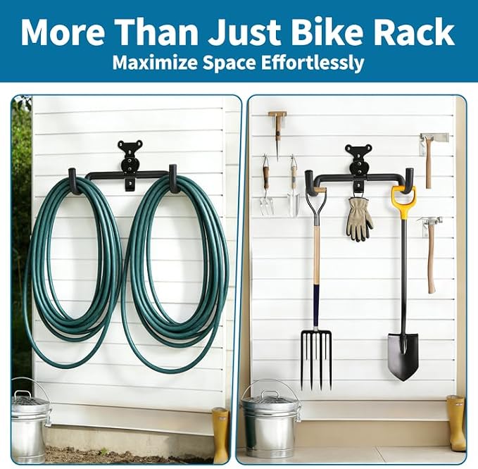 Bike Wall Mount Hanger, Horizontal Rack | Heavy-Duty, Adjustable, For Road, Mountain & Hybrid Bikes, Garage, Apartment & Home Use