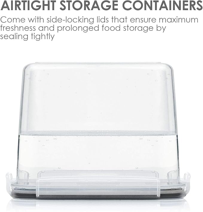 Vtopmart 3.6L Food Storage Containers, 4 PCS, Black | Airtight Seal, BPA Free, Food Grade Material, Dishwasher Safe (Not Lids), 4 Measuring Cups, 24 Labels