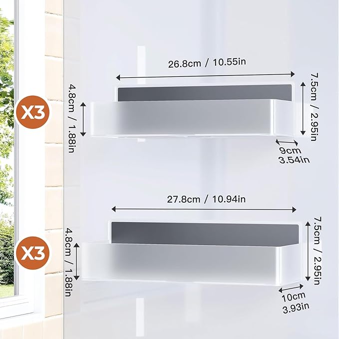 Mystozer Magnetic Spice Rack for Refrigerator, Kitchen Organizer and Storage Shelf, Clear (6 Pack)…