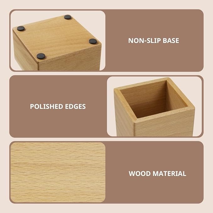 Desk Organizer Set of 3 - Wood Office Desk Accessories - Desk Organizers and Accessories for Women Men - Set incl. Pencil Pen Holder, Paperclip Storage and Sticky Note Holder