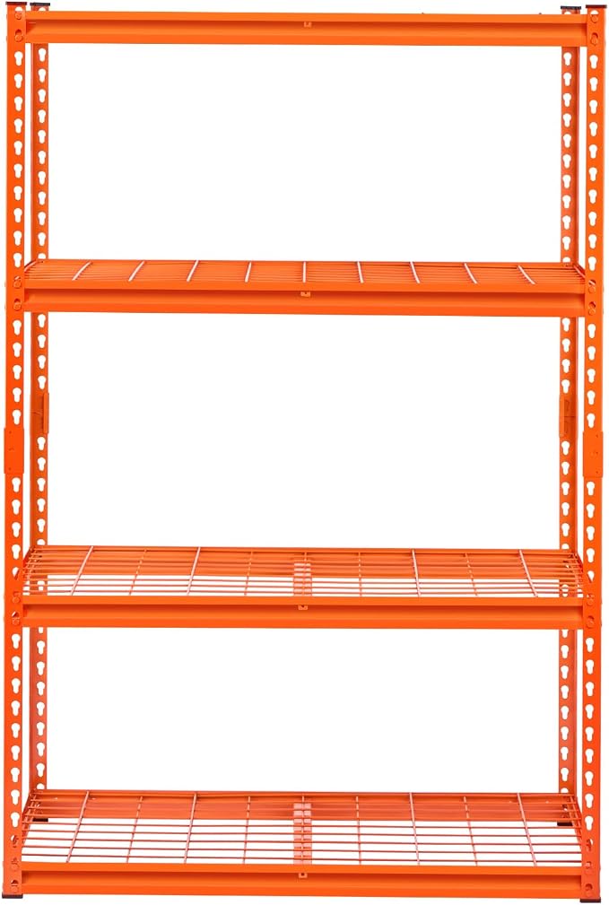 VEVOR Storage Shelves, 2400 lbs, 4 Tier Heavy Duty Garage Shelving, 20" D x 40" W x 60" H Adjustable Metal Shelves for Industrial Shelving Unit Utility Shelf, for Kitchen, Warehouse, Basement, Orange