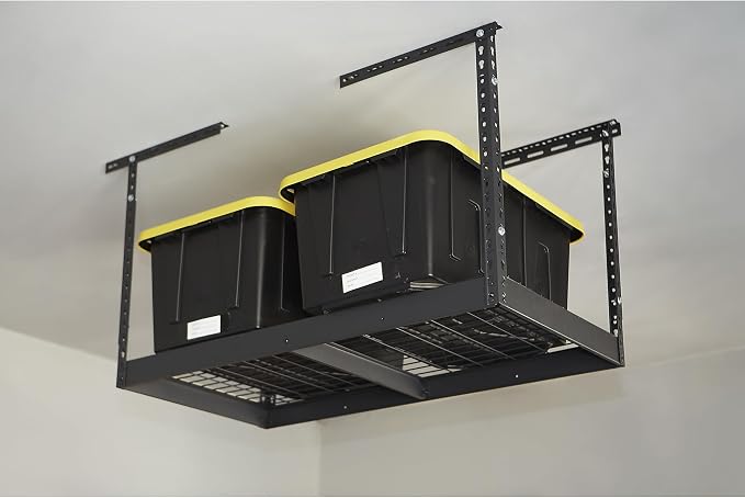 Klutch Overhead Storage Rack, 48in.L x 24in.D, 350-Lb. Capacity | Adjustable Height, 23in.-37in.H, Accessible organization, Garage and workshop storage, Easy inventory visibility