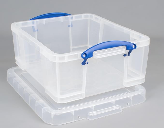 Really Useful Box 17 Liter Plastic Storage Bins with Snap Lids and Clip Lock, Clear