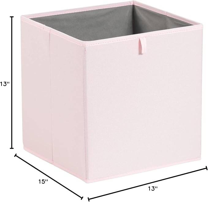 Amazon Basics Collapsible Cube Organizer Bins, Closet Storage Organizer Baskets for Shelves, Space-Saving, 13" x 15" x 13", Peony Pink, Pack of 6