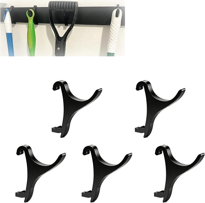 Utility Hooks Compatible with Rubbermaid Fasttrack Rail Hooks Set of 5 | Sliding Garage Organizer Hooks for Wall Storage Track, Heavy Duty Tool Holder for Workshop and Home Use