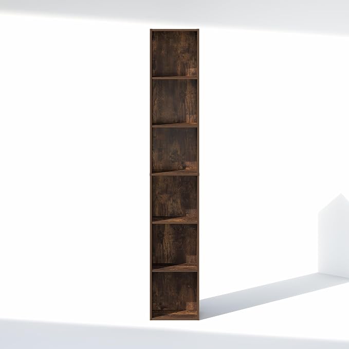 Furinno Cubicle 6-Tier Closet Organizers and Storage, Closet Organizer, Open Shelf Closet Storage, 21.1" W, for Wardrobe, Bedroom, Living Room, Amber Pine