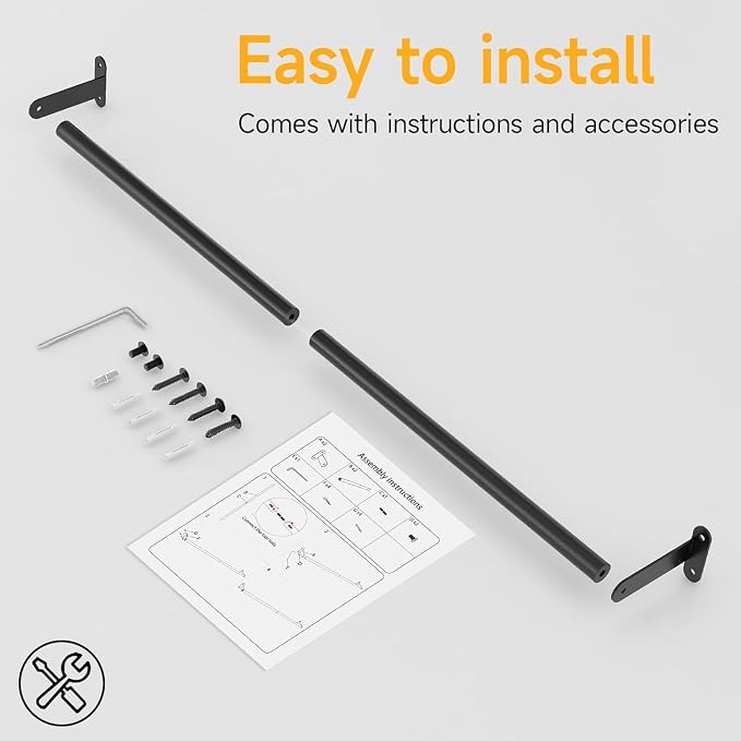 MKO Towel Bar for Bathroom Wall, 16 Inch Single Towel Rod Rack, Matte Black | Heavy Duty Stainless Steel, Towel Racks for Bathroom, Wall Mounted, Hand Towel Holder