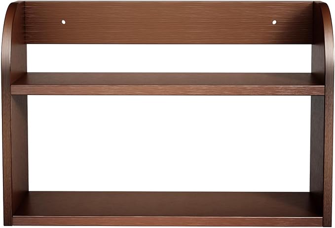 ROMGUAR CRAFT 2 Tier Bamboo Spice Rack, Countertop or Wall Mounting Wood Spice Jars Organizer Shelf for Kitche, Pantry (Brown)