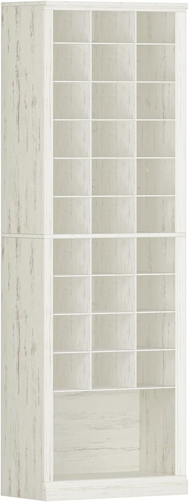 Hzuaneri 11 Tiers Shoe Storage Cabinet, Tall Shoes Cabinet with Cubby | Freestanding Wooden Shoe Organizer, 30-33 Pairs, Shoes Cubby Organizer for Entryway, Bedroom, Rustic White SR02014X