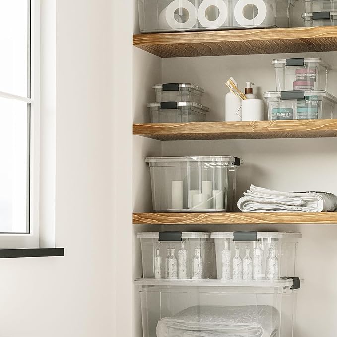 Superio Clear Plastic Storage Bins with Lid, 4.5 Quart Box, Organizing Containers, Stackable Plastic Tote for Home, Garage, Dorm, School, and Office