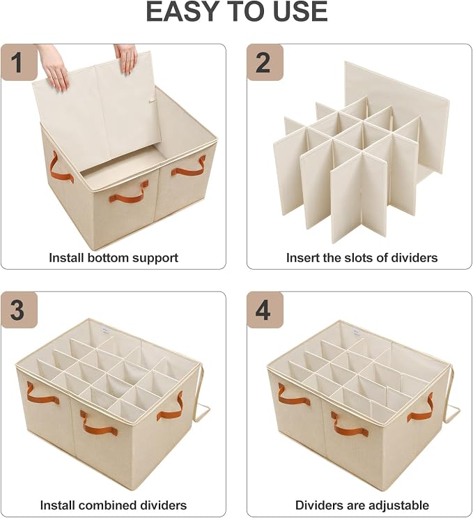 Shoe Organizer for Closet 2 Pack, Foldable Shoe Box with Adjustable Dividers and Clear Cover, Space Saving Shoe Storage Organizer Cabinet with Reinforced Handles, Fits 32 Pairs TP12J