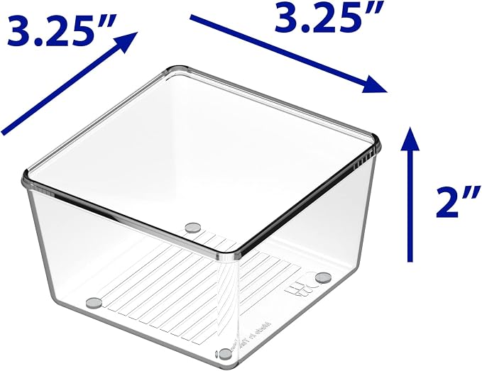 Simple Houseware Clear Desk Drawer Organizer, 3.25"x 3.25", 12 Packs | For Desk, Office, Bathroom, Makeup, and Craft Storage