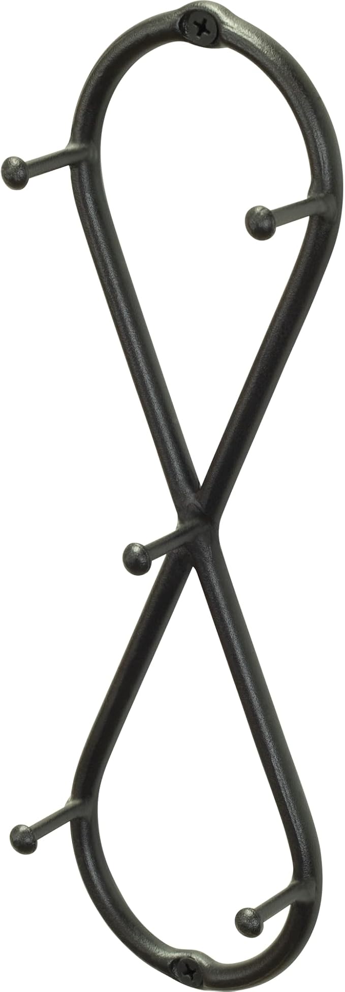 RTZEN Farmhouse Small Key Holder for Wall, Wrought Iron Wall Mount Rack | Handcrafted Swirl Decorative, 5 Key Hooks for Home Entryway, Purse, Coat and Leash Holder or Organizer (Infinity Black)