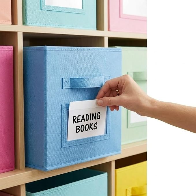 SUREMAX 11 Inch Cube Storage Bin with Label Window,8 Pack 8-Color Collapsible Storage Bins for Closet Organizers and Storage, Fabric Foldable Storage Cubes for Kids Room & Shelves